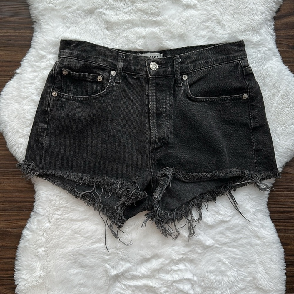 AGOLDE Parker Cut off Denim Shorts in Tidal Washed Black size 25 - Picture 2 of 7